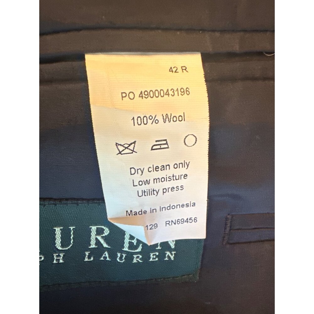 Lauren Ralph Lauren Mens Navy Blazer Jacket 42R 100% Wool Gold Buttons - Picture 6 of 8